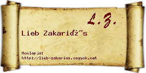 Lieb Zakariás névjegykártya